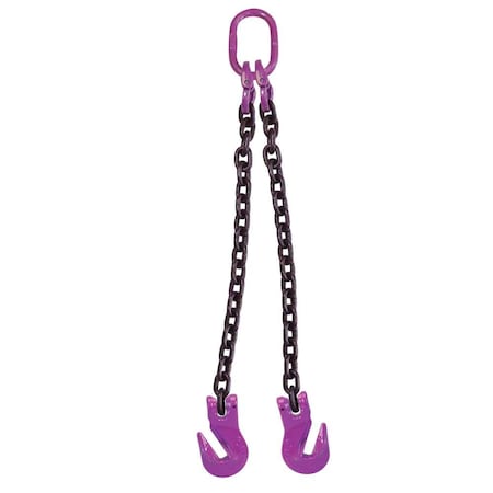5/8 X 3' - 2 Leg Chain Sling W/ Grab Hooks - Grade 100